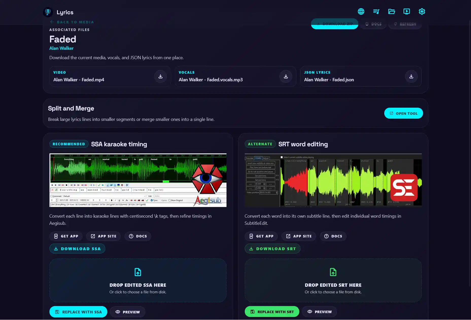Lyrics subtitle editor