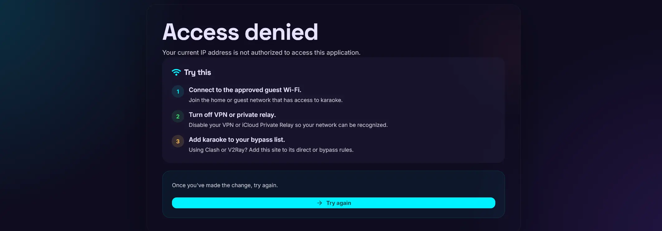 Access denied page